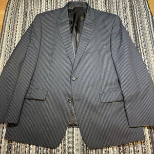 LRL Lauren Ralph Lauren Blazer Jacket Black Stripe 100% Wool Men’s Size 44S